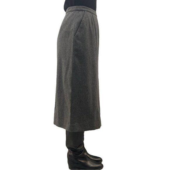 CHANEL PARIS Wool Midi Pencil Skirt in Grey Size EUR 44 - Picture 4 of 10
